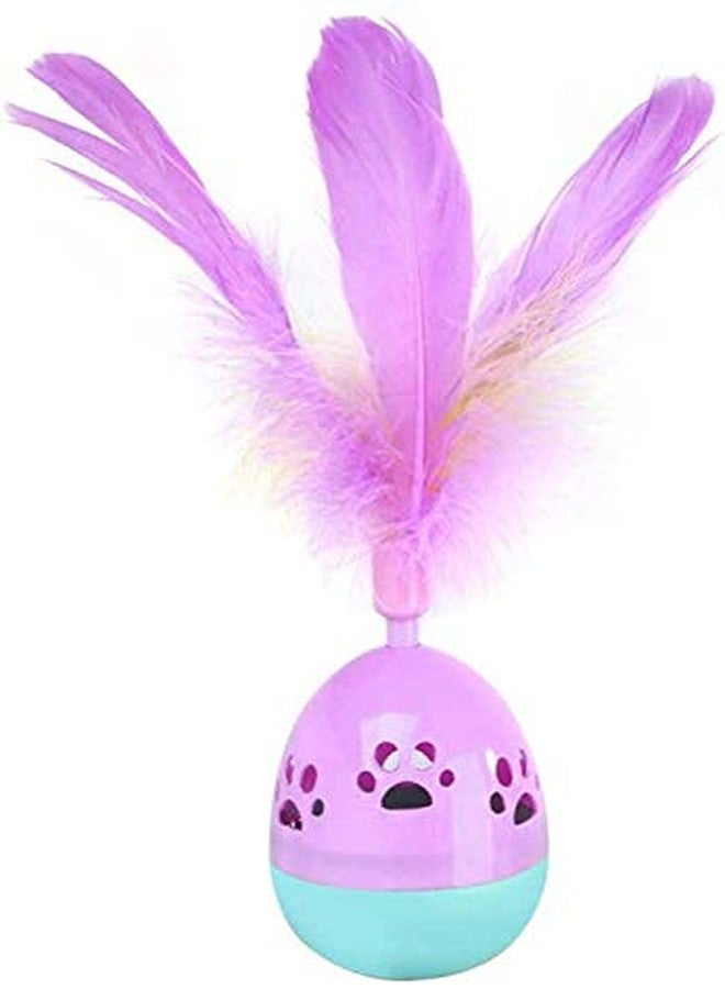 Pups&Pets لعبة قطط تفاعلية من Pups&Pets، لعبة Rolly Polly Tumbler مع لعبة ريش ولعبة توزيع الحلوى، ألعاب للقطط الصغيرة (قد يختلف اللون). - Image 1